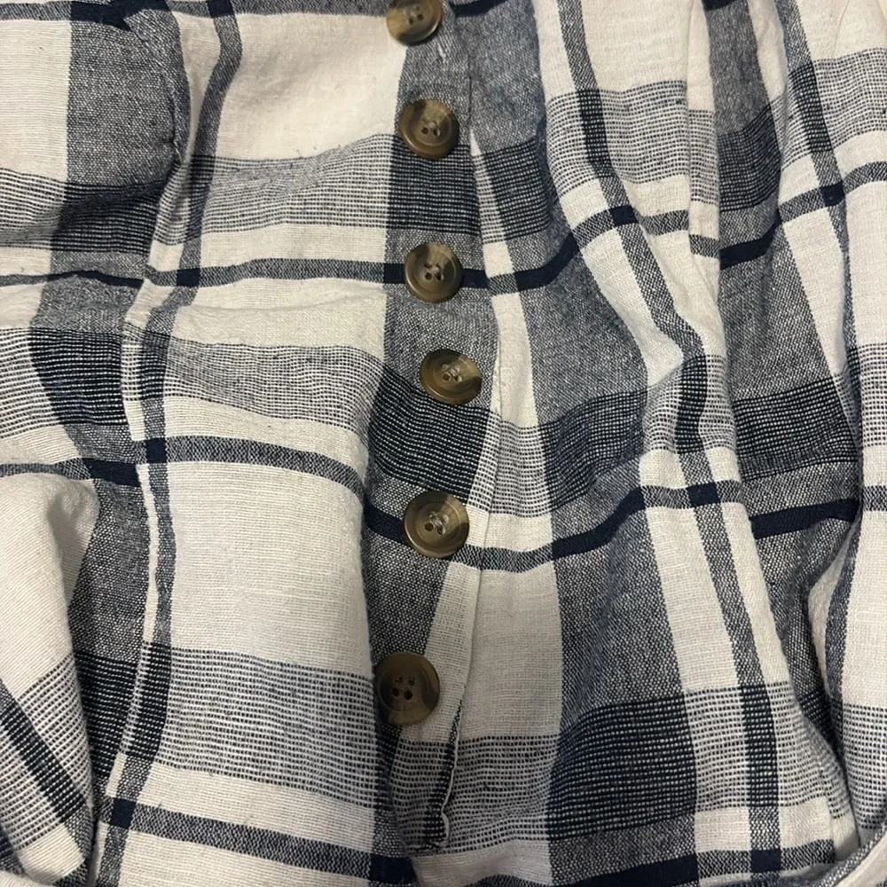 American Eagle size small blue and white plaid halter romper